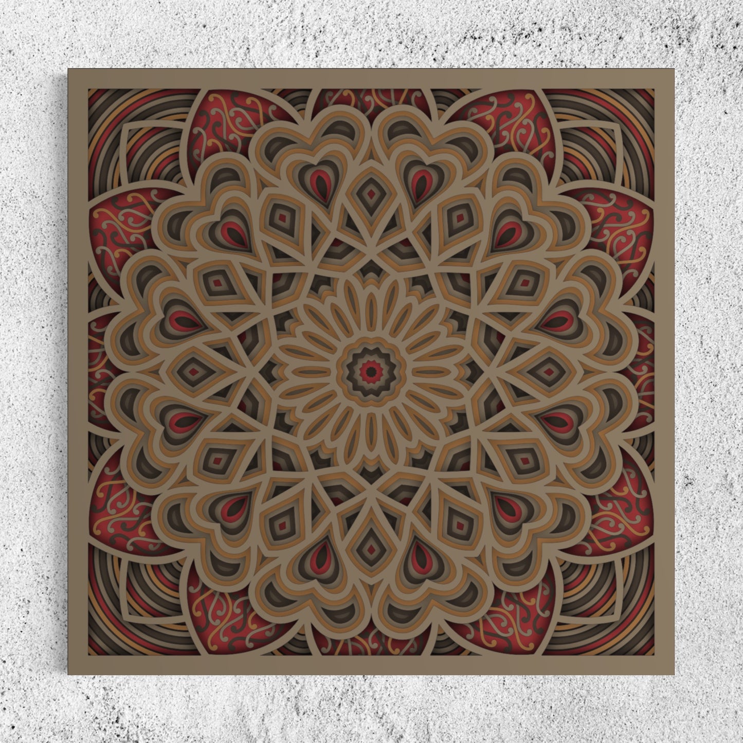Astral Wooden Wall Art | Color Dull Red, Army Brown, Dull Brown and Woody Brown