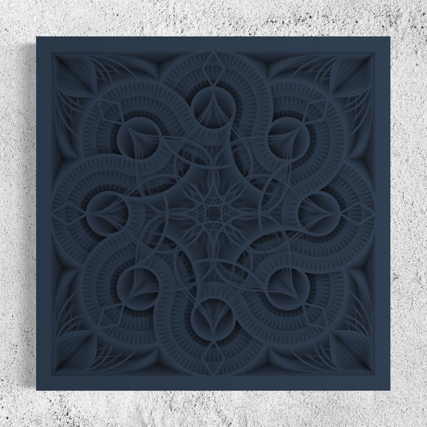 Mandala Wood Wall Art | Color Dark Blue Grey