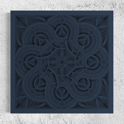 Mandala Wood Wall Art | Color Dark Blue Grey