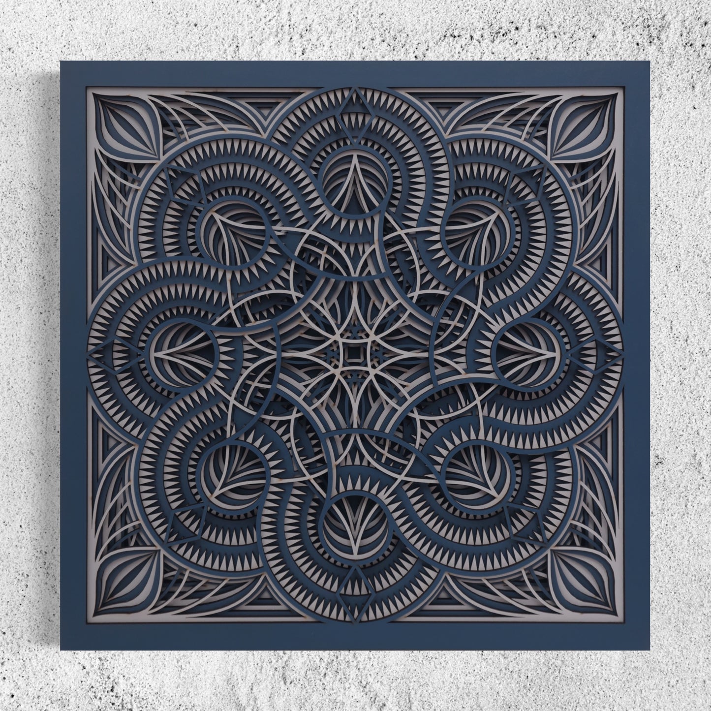 Mandala Wood Wall Art | Color Blue Bayoux And Coral Blue