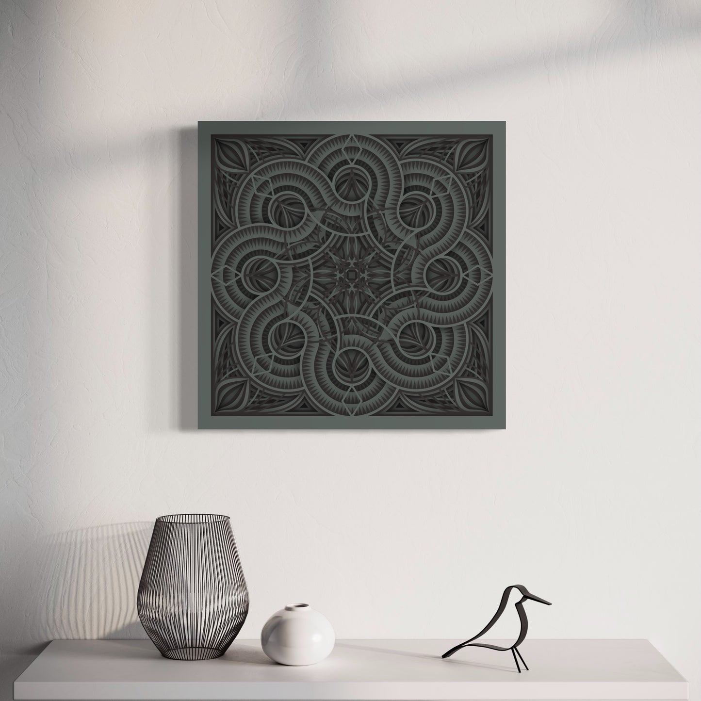 Mandala Wood Wall Art | Color Mid Grey