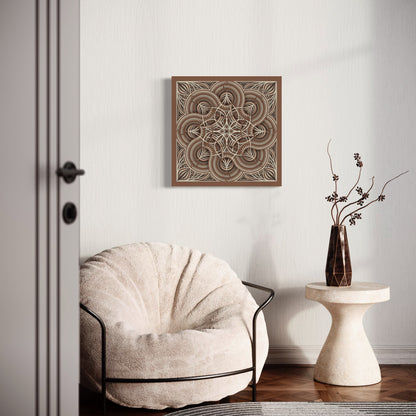 Mandala Wood Wall Art | Color Brown Bear And Pearl Bush