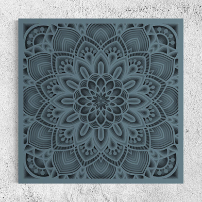 Mandala Wood Wall Art | Color Blue Grey