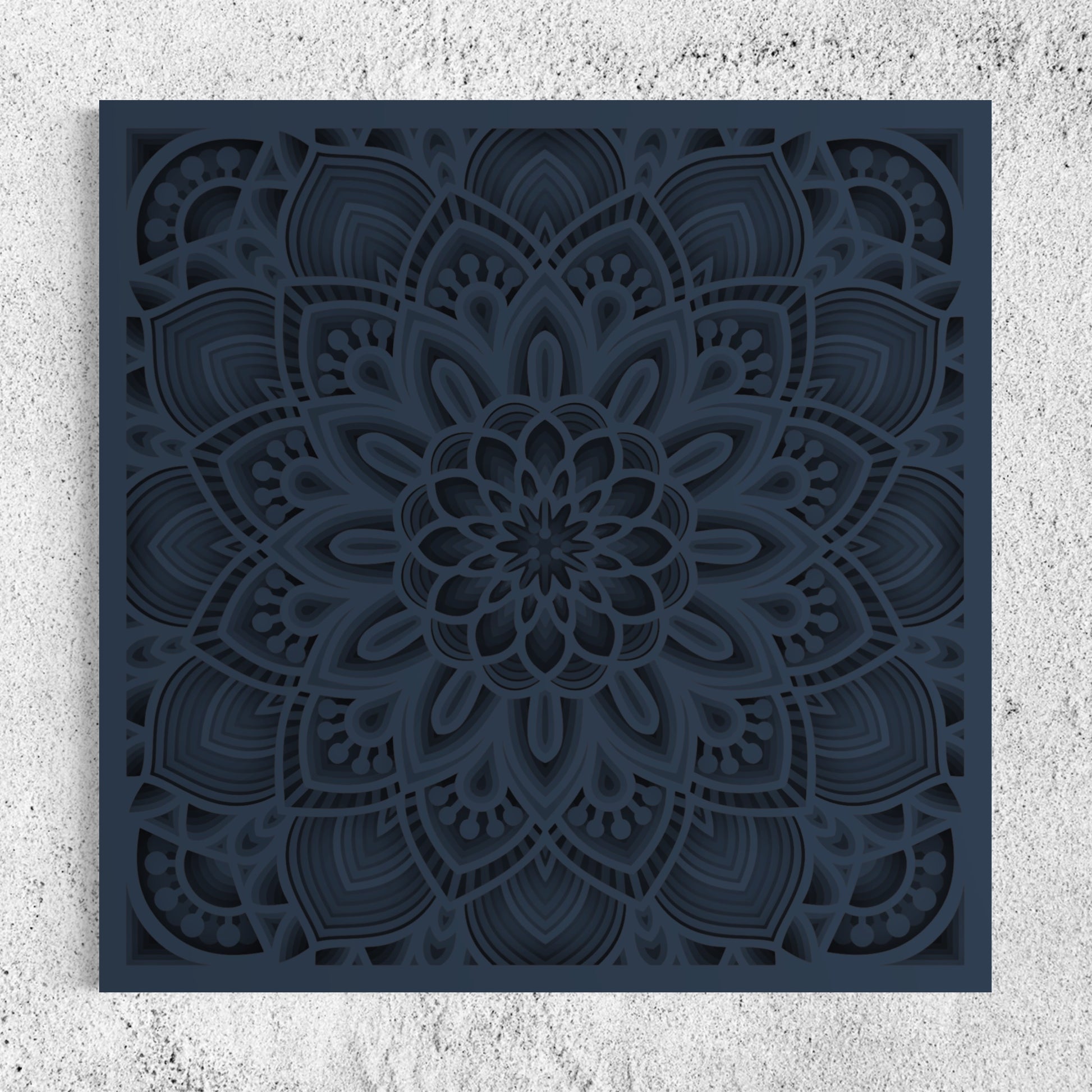 Mandala Wood Wall Art | Color Dark Blue Grey