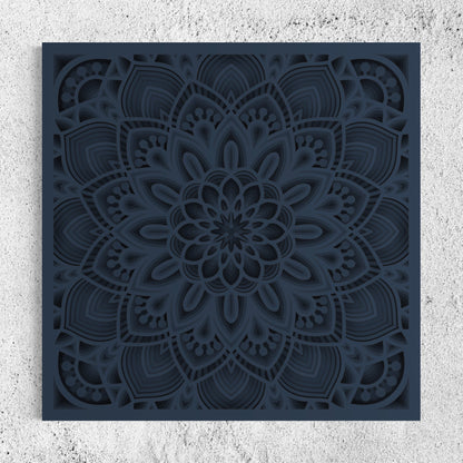 Mandala Wood Wall Art | Color Dark Blue Grey