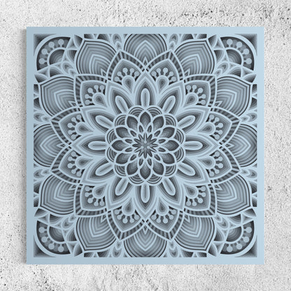 Mandala Wood Wall Art | Color Coral Blue