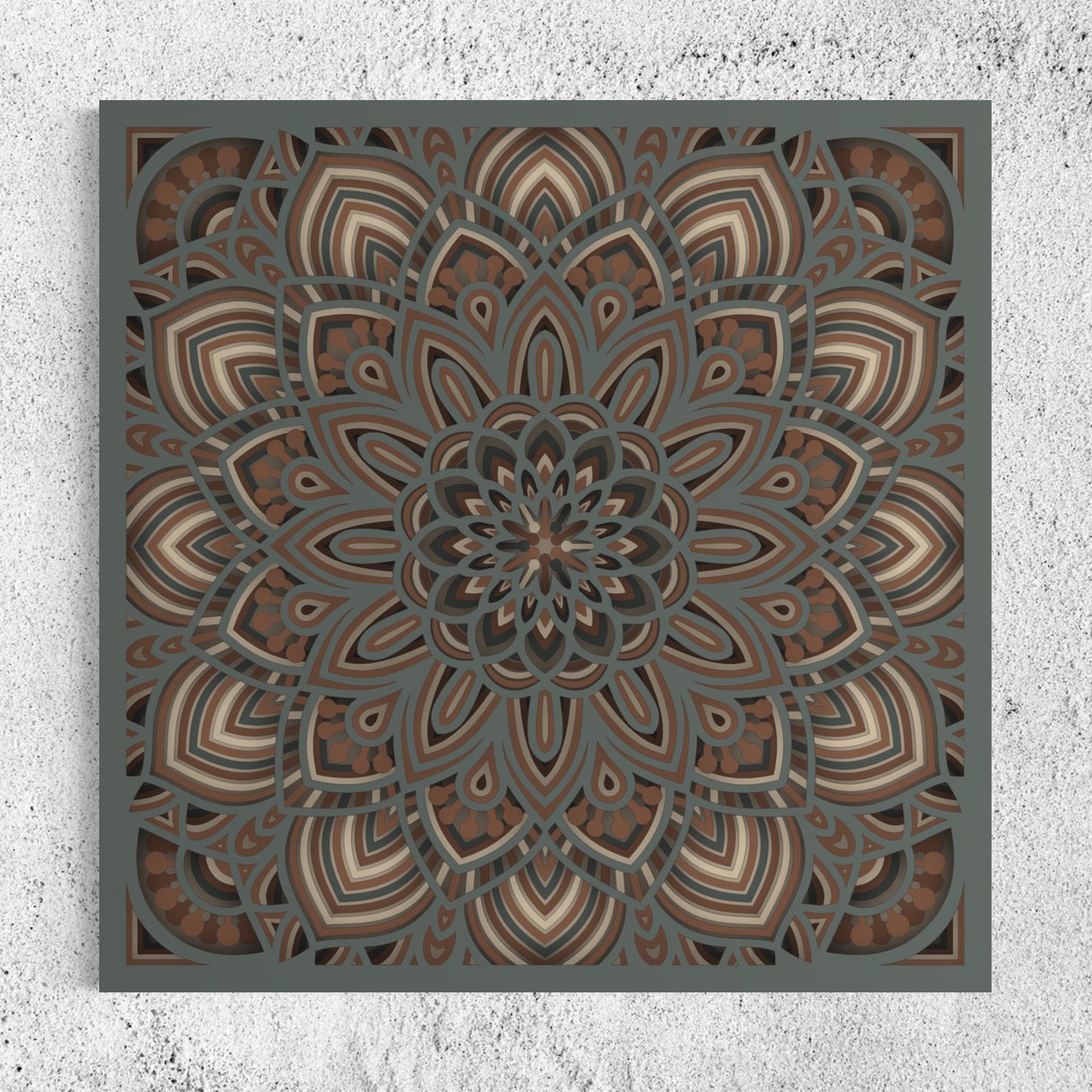 Mandala Wood Wall Art | Color Hit Grey, Blue Grey And Pearl Bush