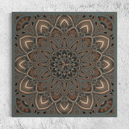 Mandala Wood Wall Art | Color Hit Grey, Blue Grey And Pearl Bush