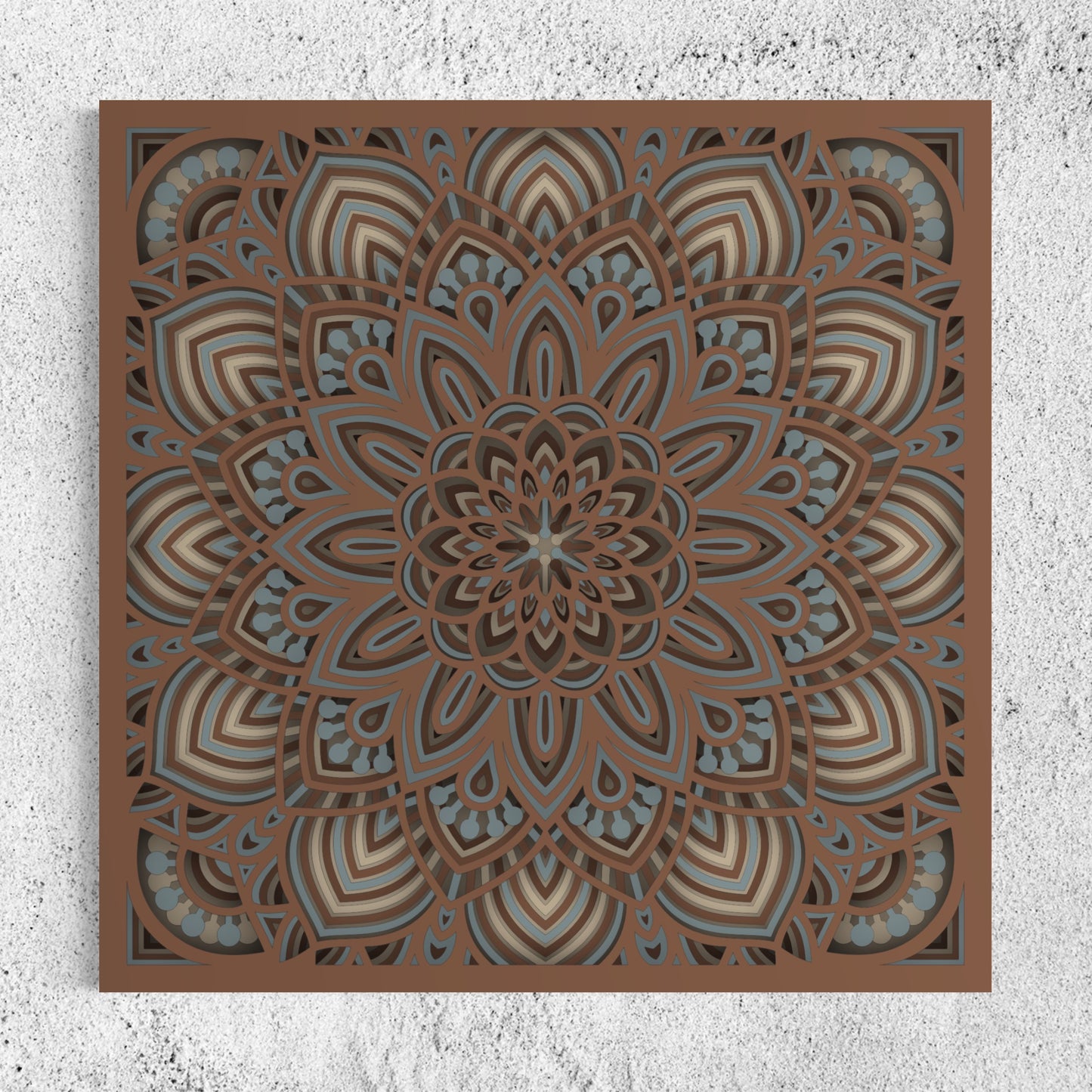 Mandala Wood Wall Art | Color Brown Bear, Oslo Grey And Soft Amber