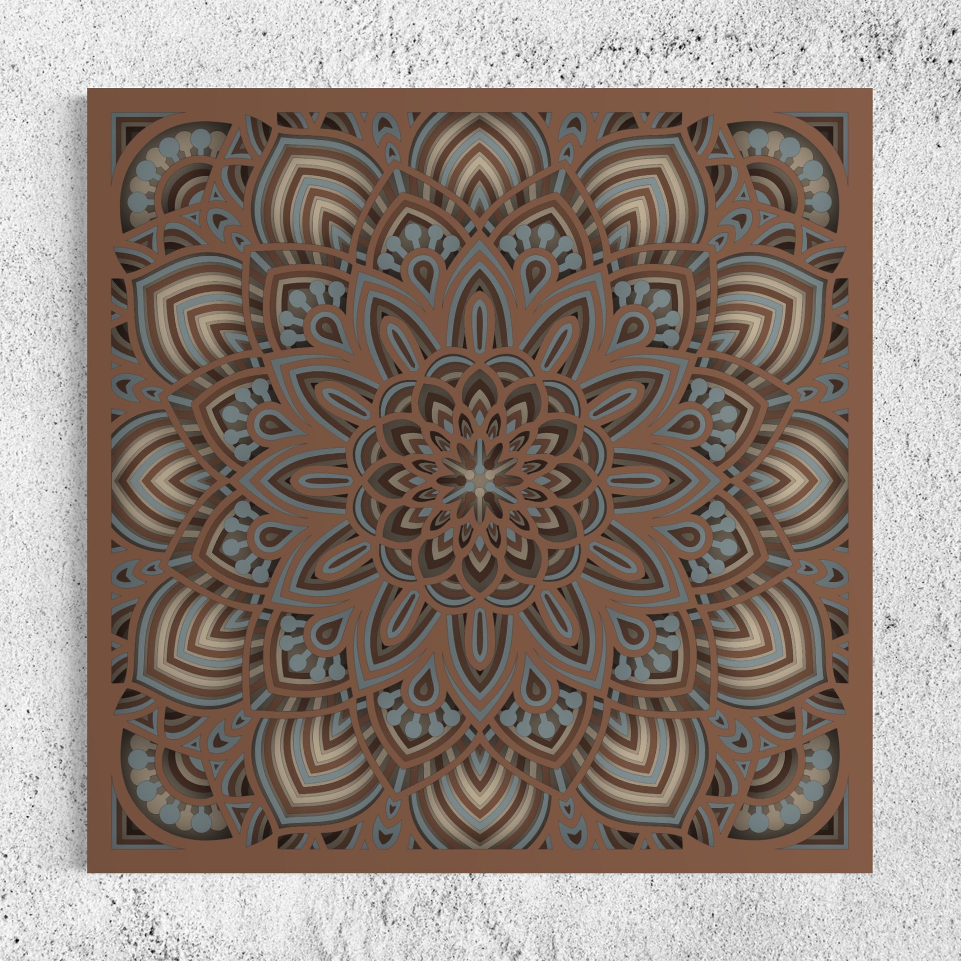 Mandala Wood Wall Art | Color Brown Bear, Oslo Grey And Soft Amber