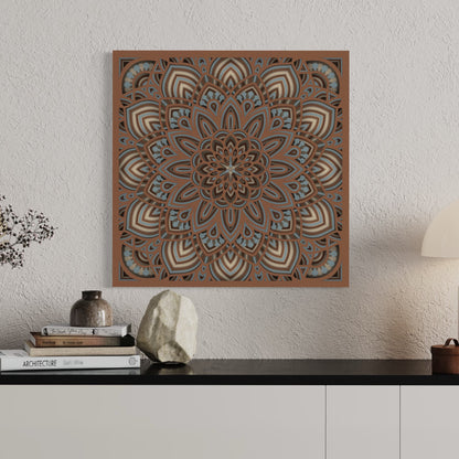 Mandala Wood Wall Art | Color Dull Brown, Woody Brown, Brown Bear And Soft Amber