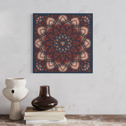 Mandala Wood Wall Art | Color Dull Red, Pearl Bush, Oyster Pink, Brownish Orange And Dark Blue Grey