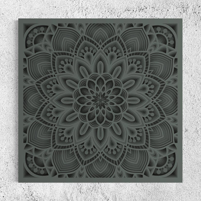 Mandala Wood Wall Art | Color Mid Grey