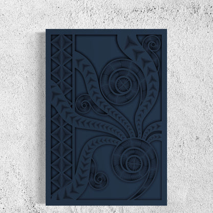 Mansa Wood Wall Art | Color Dark Grey Blue