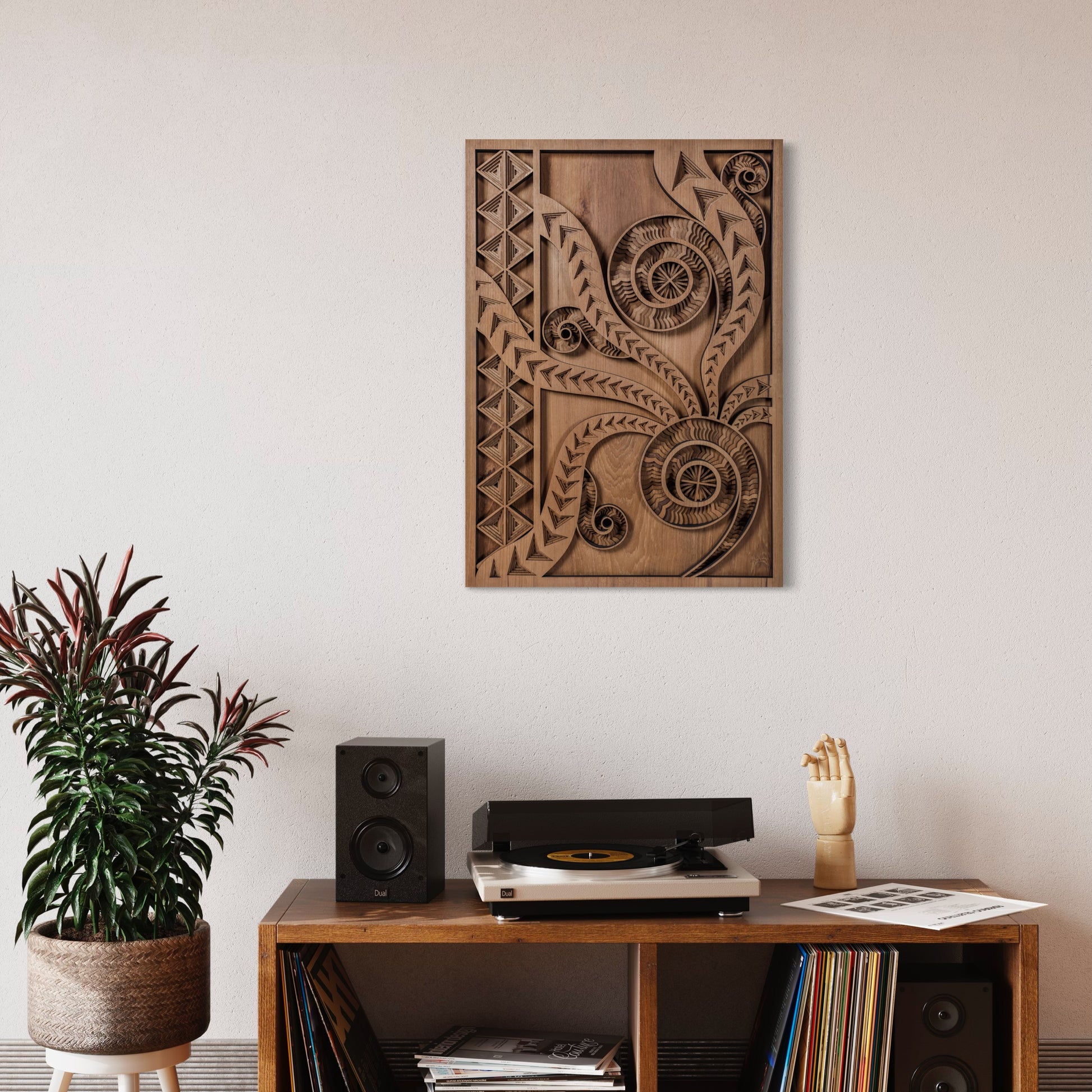 Mansa Multi-Layer Wooden Wall Art | Walnut