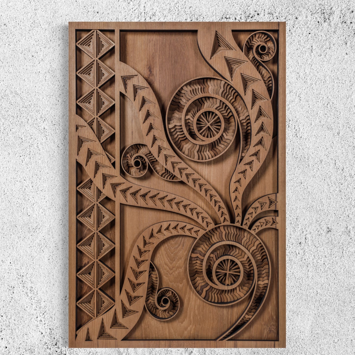 Mansa Multi-Layer Wooden Wall Art | Walnut