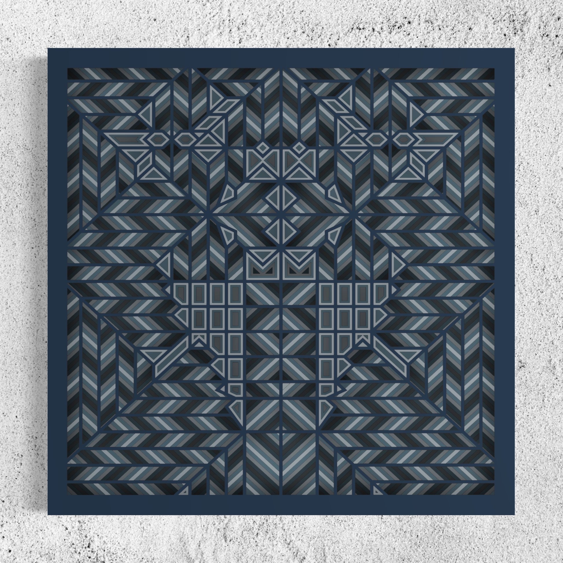 Maze Wood Wall Art | Color Blue Dianne, Blue Grey and Hit Grey