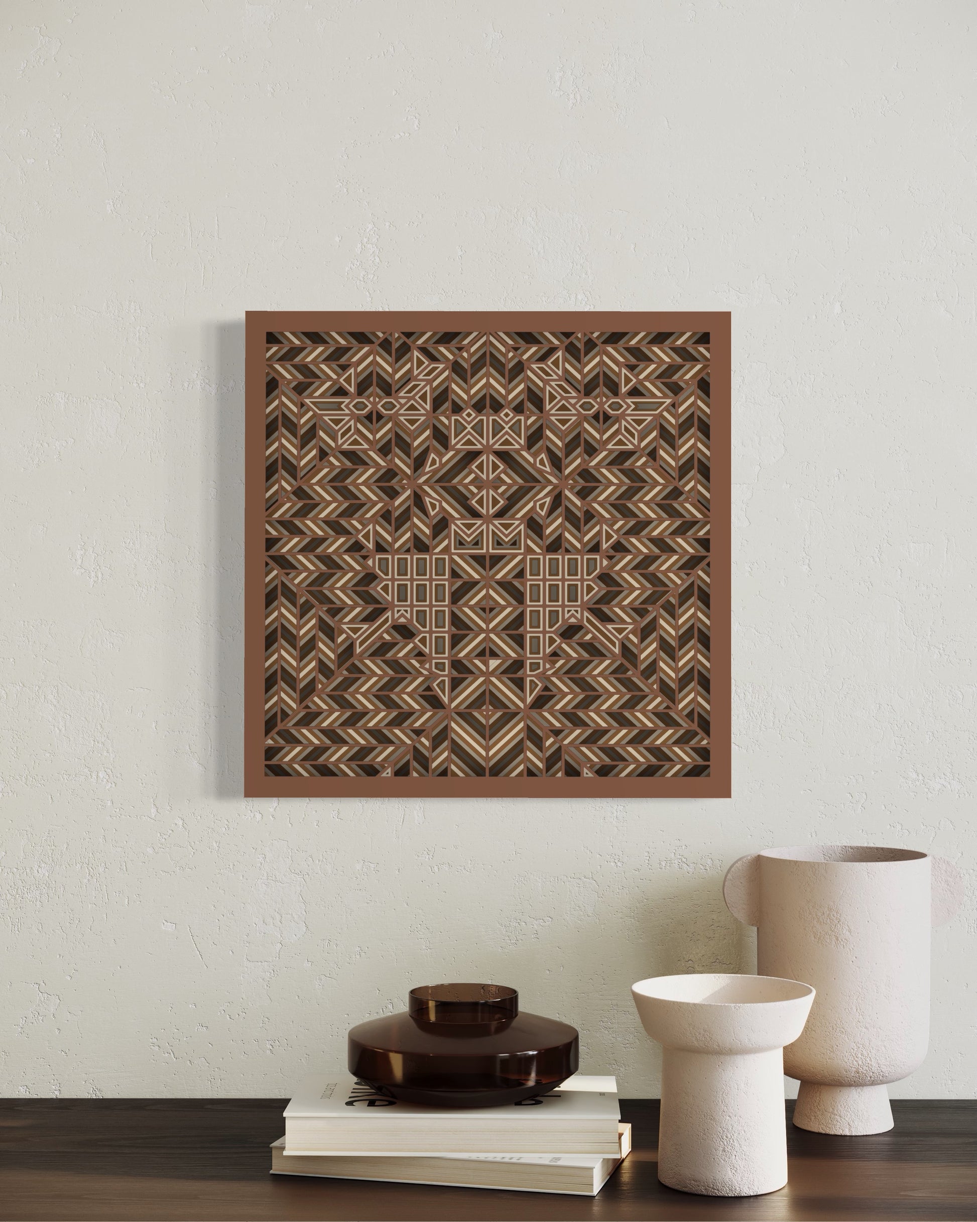 Maze Wood Wall Art | Color Dull Brown, Brown Bear And Coriander