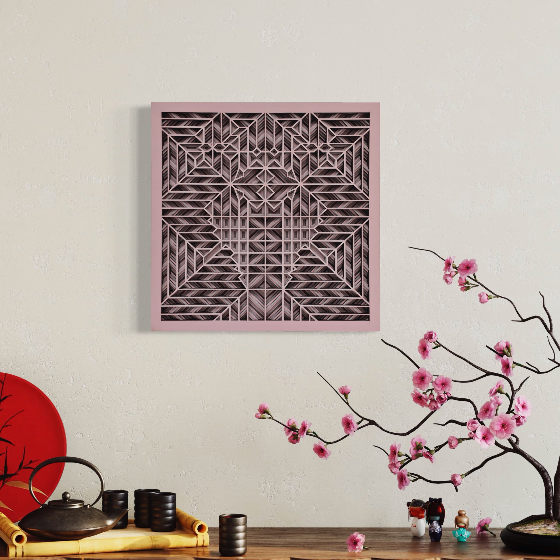 Maze Wood Wall Art | Color Oyster Pink 