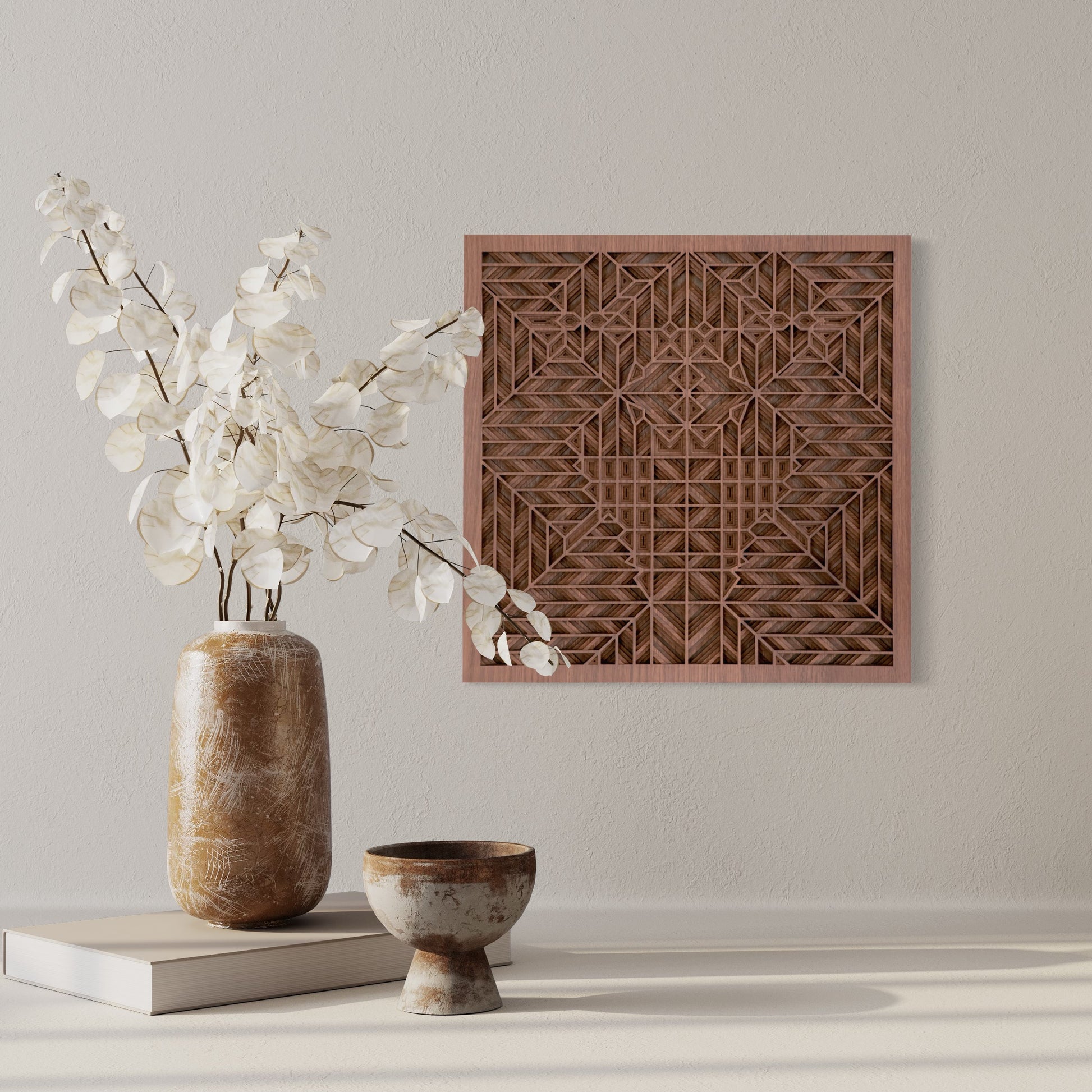 Maze Multi-Layer Wooden Wall Art | White Oak And Walnut and Mahongany