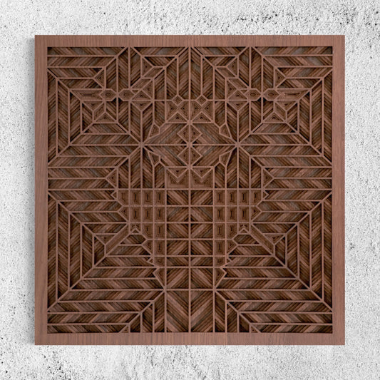 Maze Multi-Layer Wooden Wall Art | White Oak And Walnut