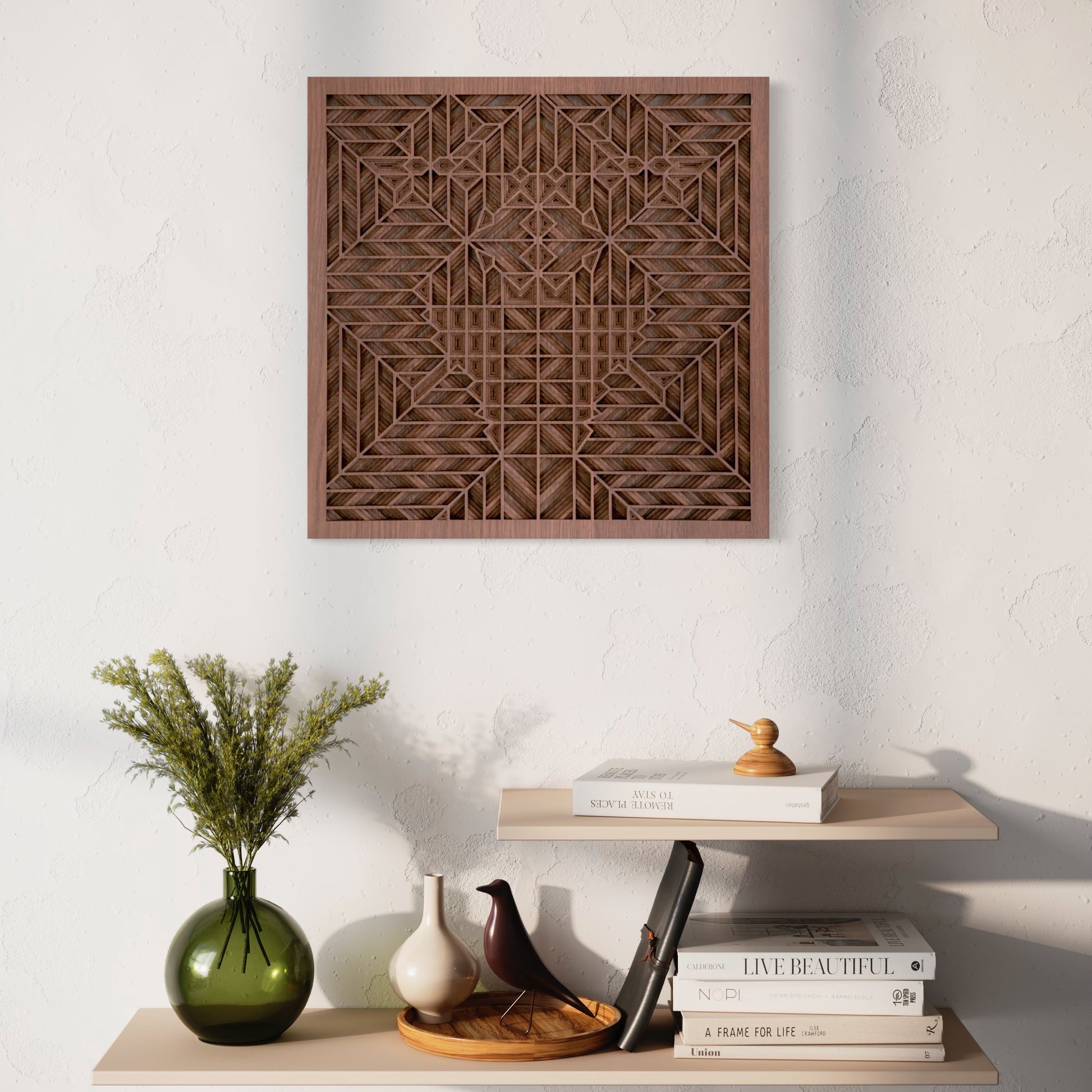 Maze Multi-Layer Wooden Wall Art | White Oak And Walnut and Mahongany