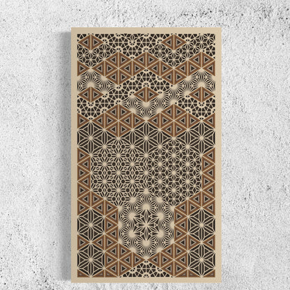 Triangles In Concert Wood Wall Art | Color Coriander, Dull Brown, Taupe And Brown Bear
