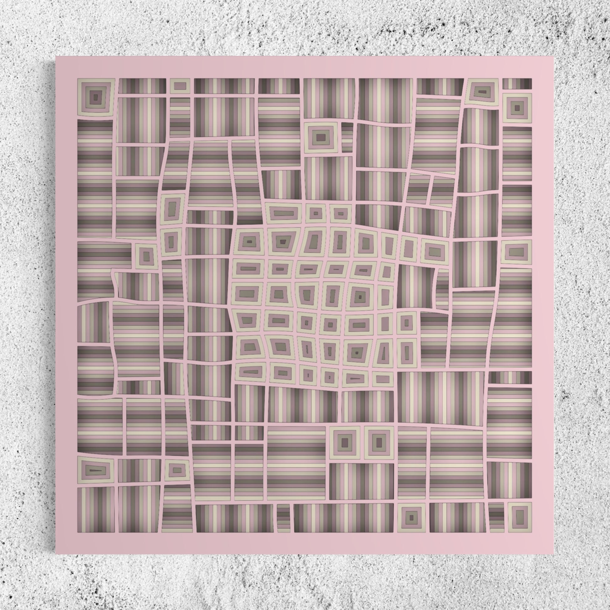 Section Wooden Wall Art | 22 x 22 Inch | Color Oyster Pink And Coriander