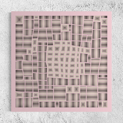 Section Wooden Wall Art | 22 x 22 Inch | Color Oyster Pink And Coriander