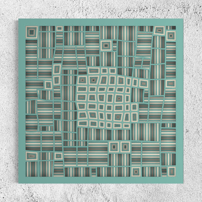 Section Wooden Wall Art | 22 x 22 Inch | Color Neptune And Coriander