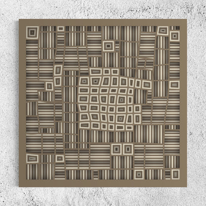 Section Wooden Wall Art | 22 x 22 Inch | Color Army Brown And Coriander