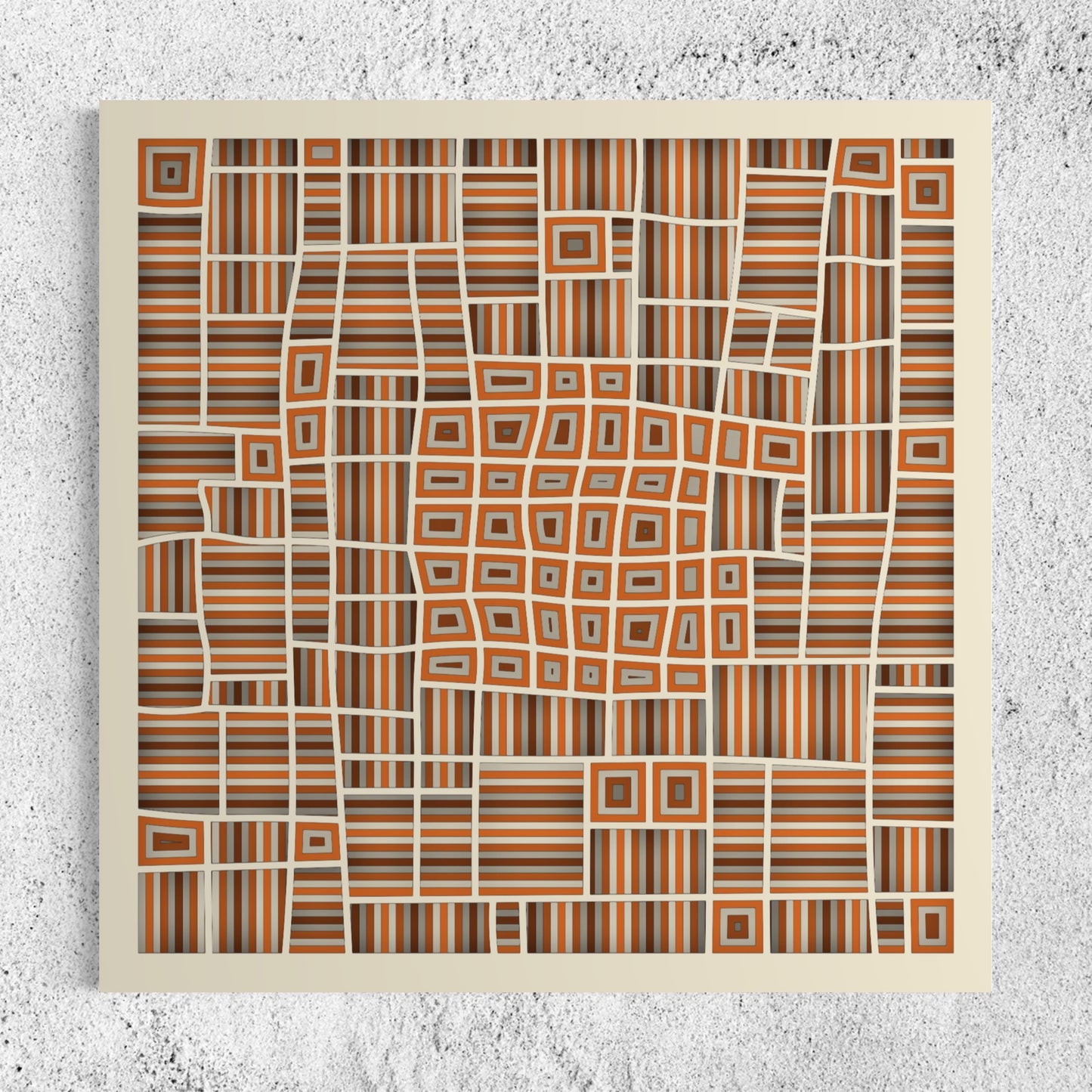 Section Wooden Wall Art | 22 x 22 Inch | Color Pearl Bush And Brownish Orange