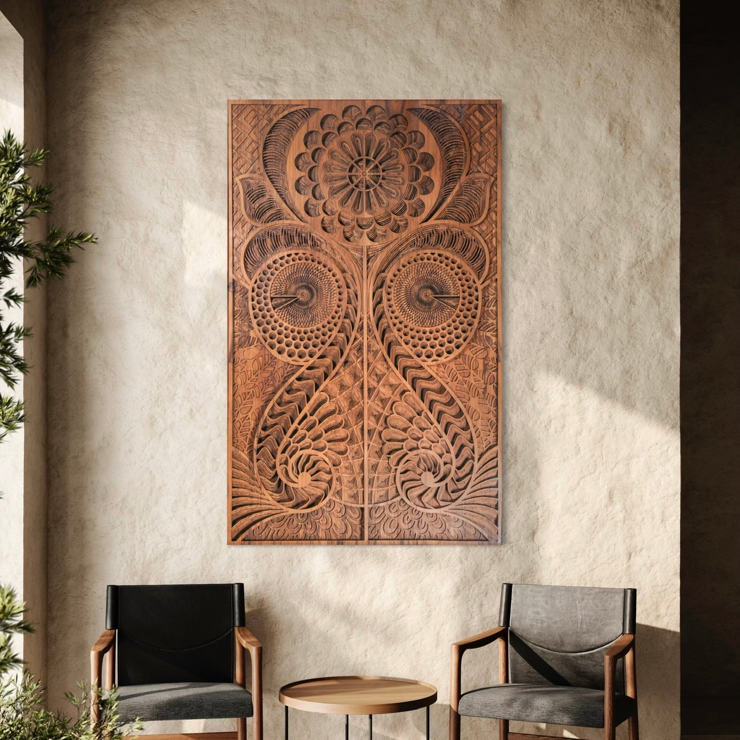 Marisa Multi-Layer HUGE Wooden Wall Art | 40 x 65 Inch | Mahogany and Walnut