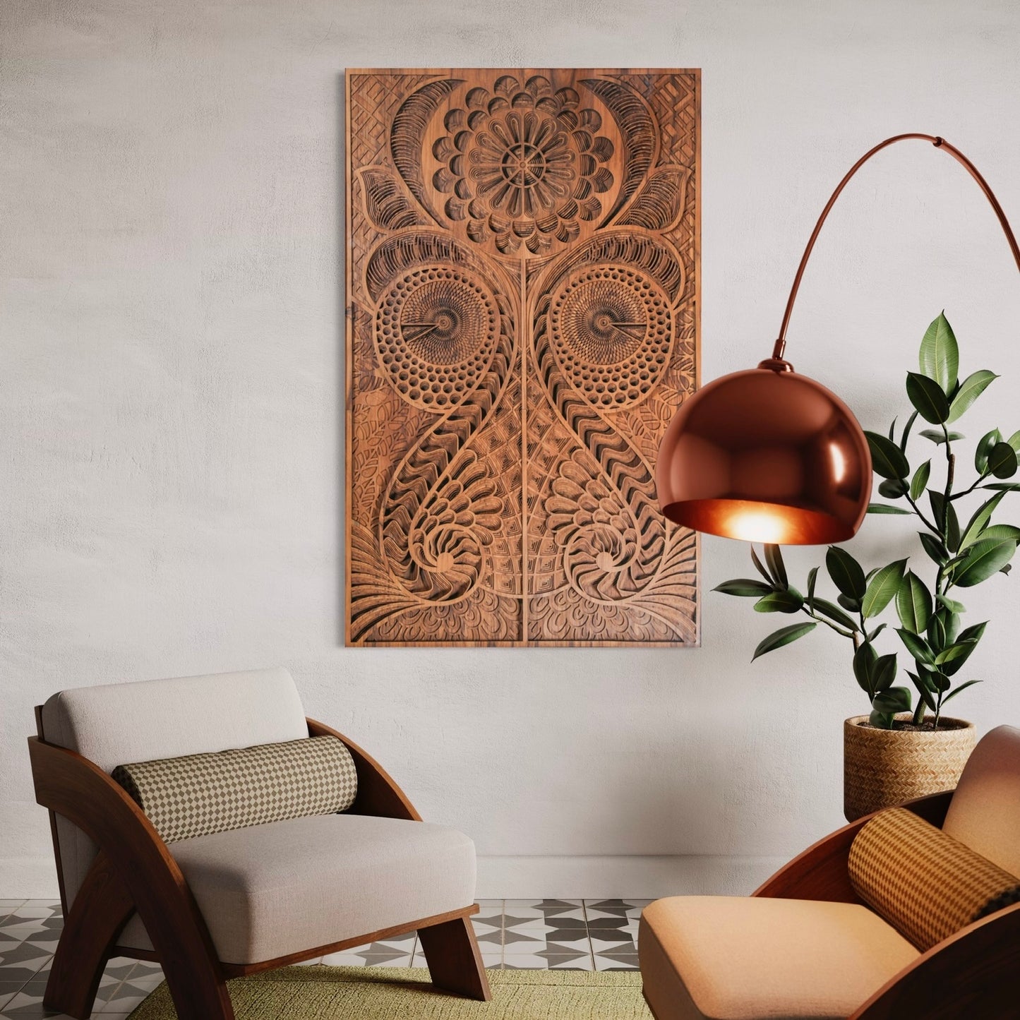 Marisa Multi-Layer HUGE Wooden Wall Art | 40 x 65 Inch | Mahogany and Walnut