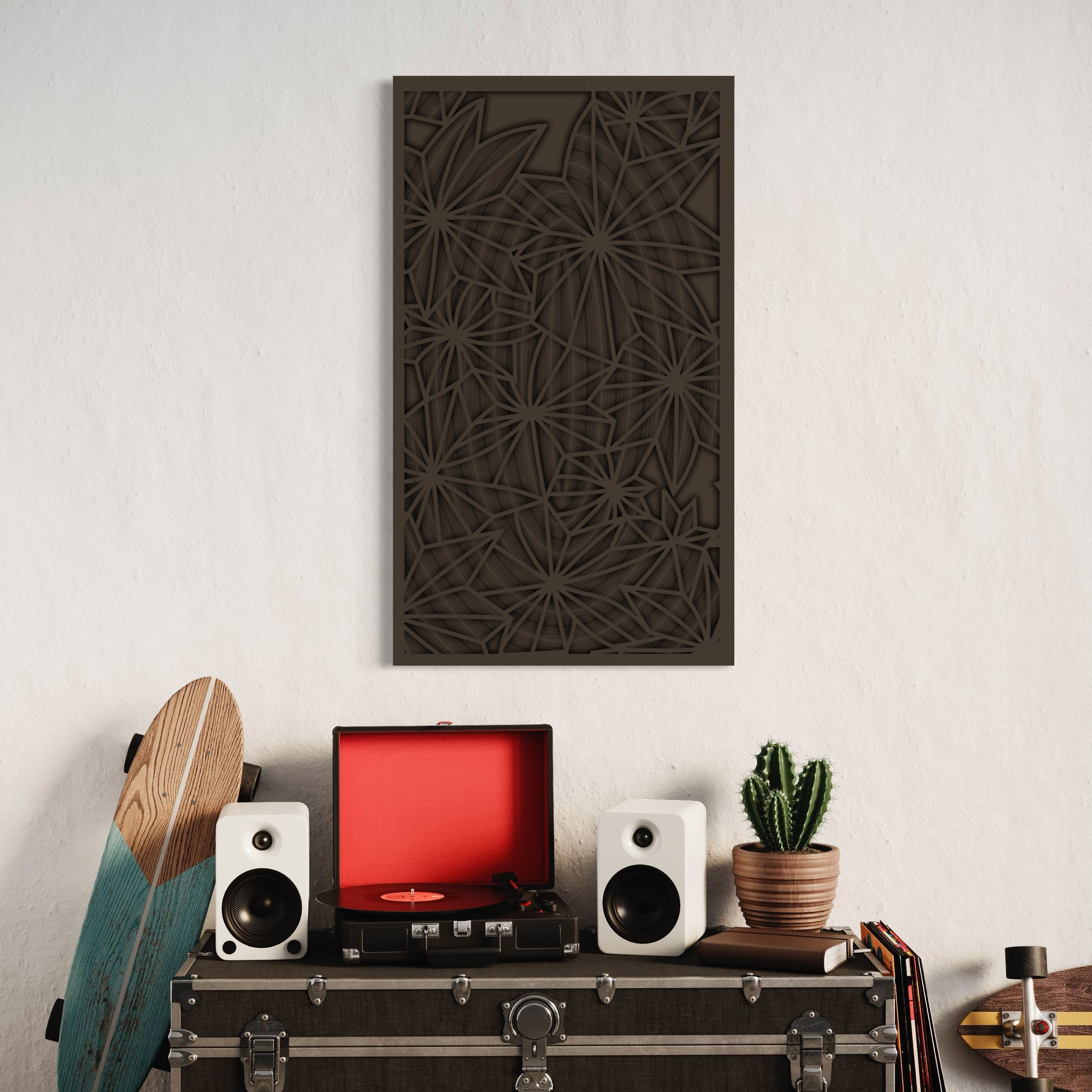 Stellar Wooden Wall Art | 22 x 38 Inch | Color Charcoal