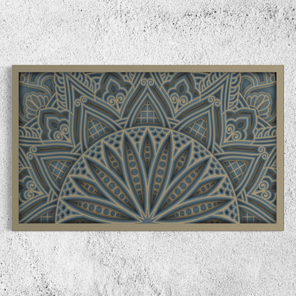 Sunburst Wooden Wall Art | 22 x 38 Inch | Color Warm Grey and Blue Grey