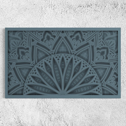 Sunburst Wooden Wall Art | 22 x 38 Inch | Color Blue Grey