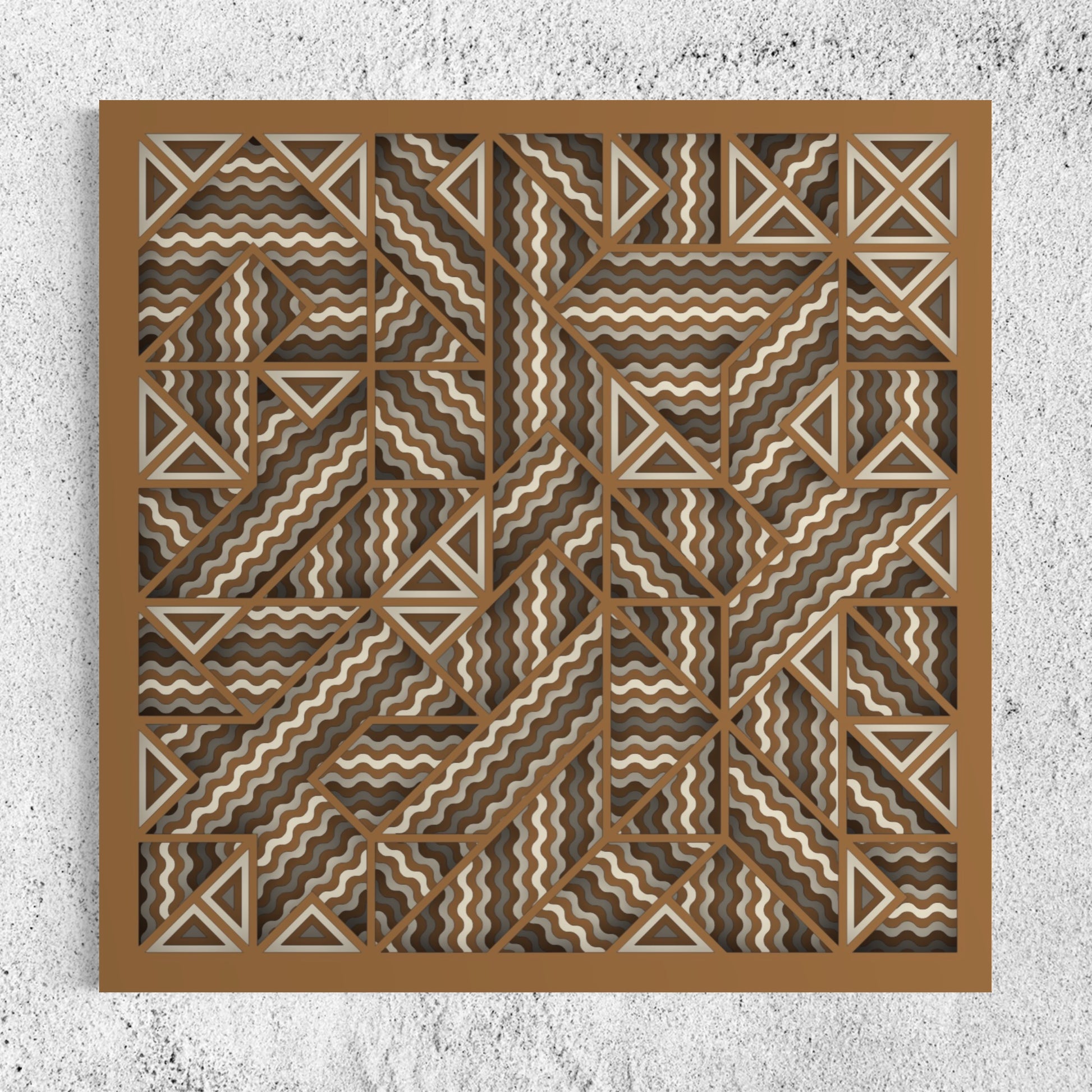 Waves of Wonder Wooden Wall Art | Color Dull Brown And Pearl Bush