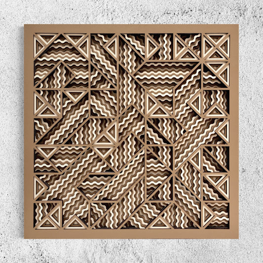 Waves of Wonder Wooden Wall Art | Color Dull Brown And Pearl Bush