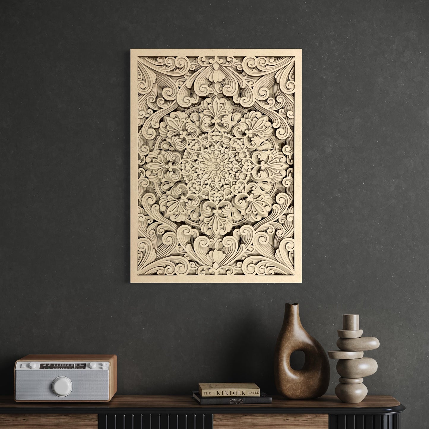 Nebula Multi-Layer Wooden Wall Art | 22 x 30 Inch | White Oak