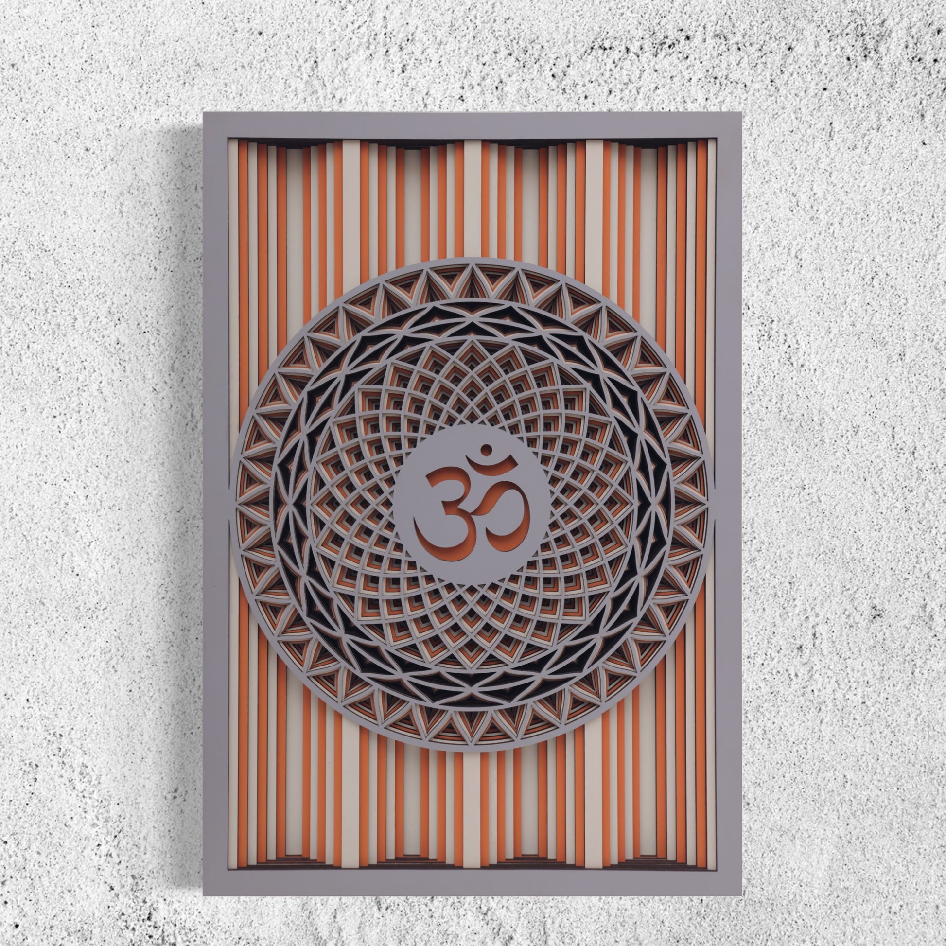 OM Wood Wall Art | Color Pearl Bush, Brownish Orange And Hit Grey