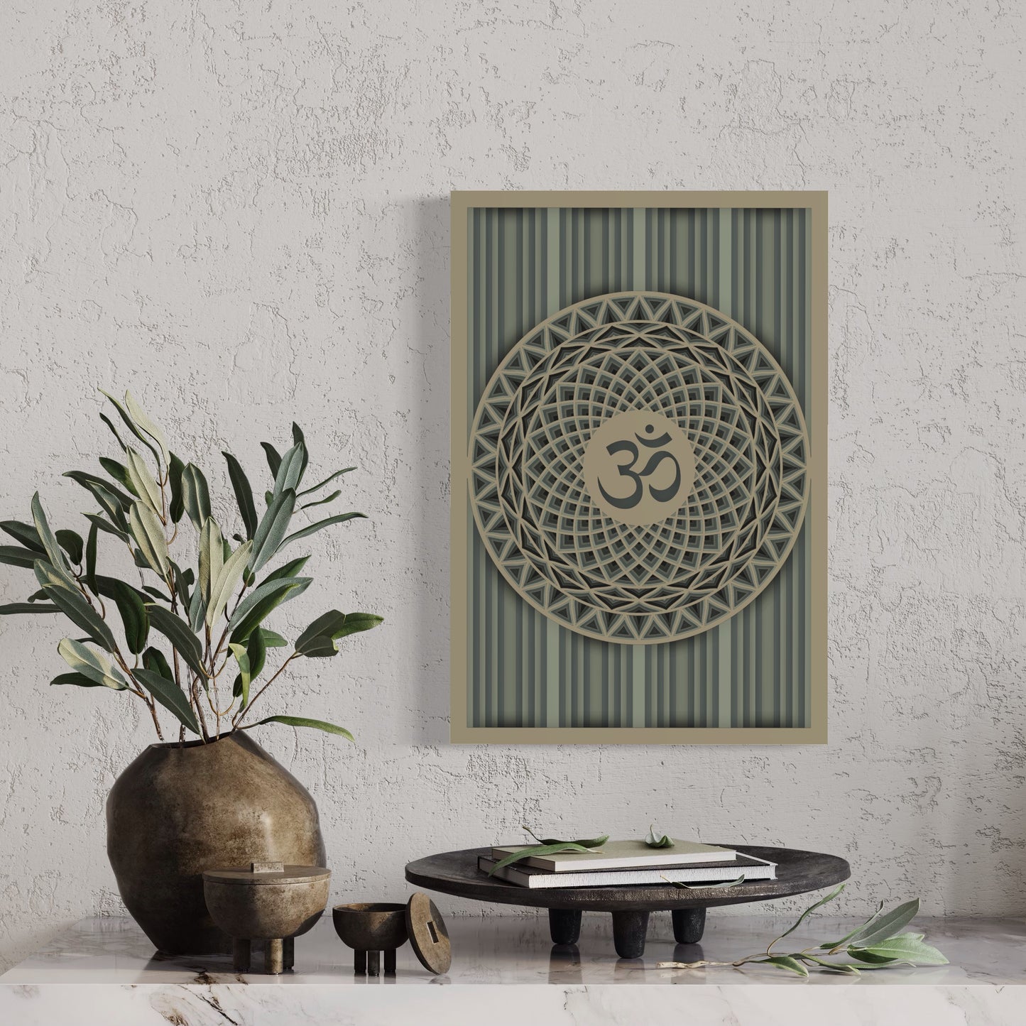 OM Wood Wall Art | Color Donkey Brown, Oslo Grey And Mid Grey 