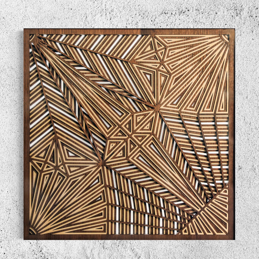 Optrix Multi-Layer Wooden Wall Art | Walnut And White Oak