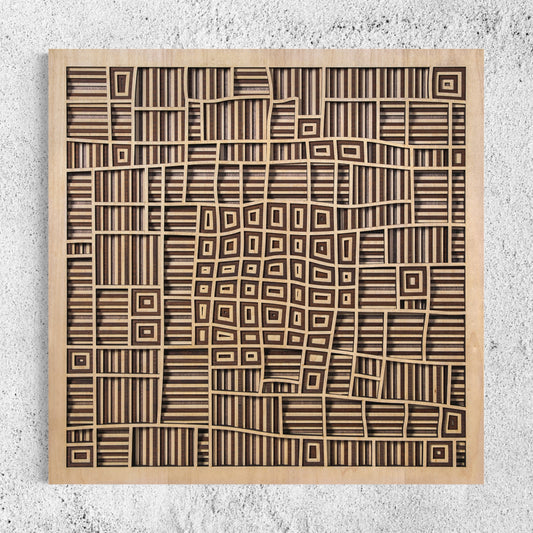 Section Multi-Layer Wooden Wall Decor | 22 x 22 Inch | White Oak and Walnut