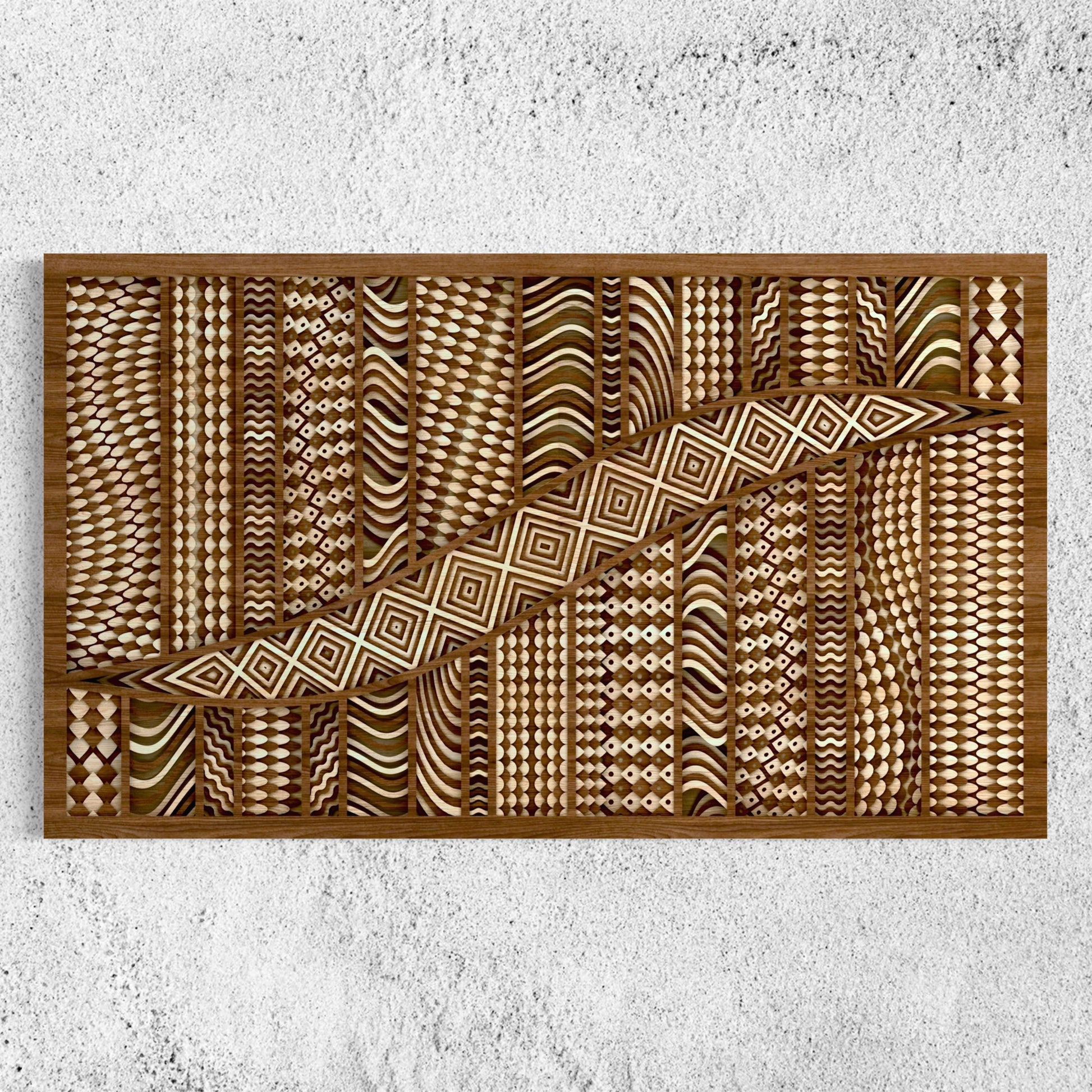 Serpent Wood Wall Art | 22 x 38 Inch | White Oak And Walnut