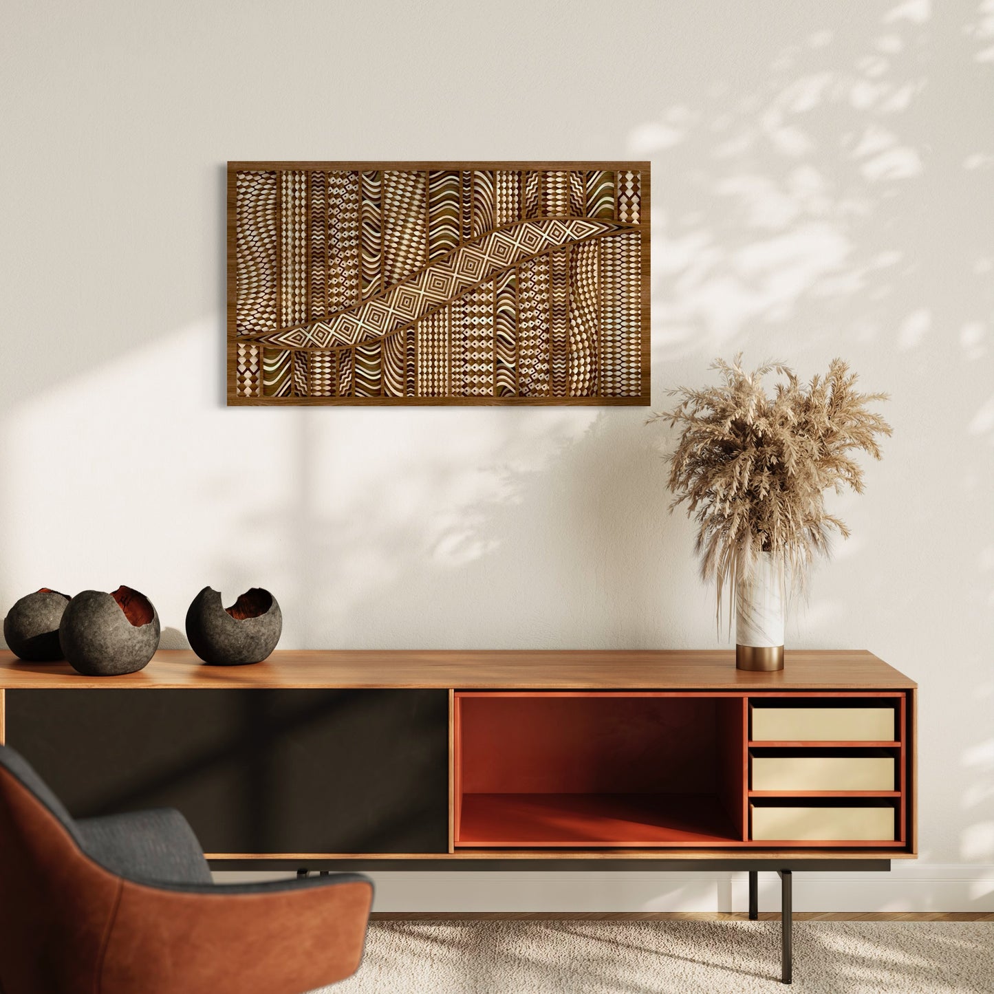 Serpent Wood Wall Art | 22 x 38 Inch | White Oak And Walnut