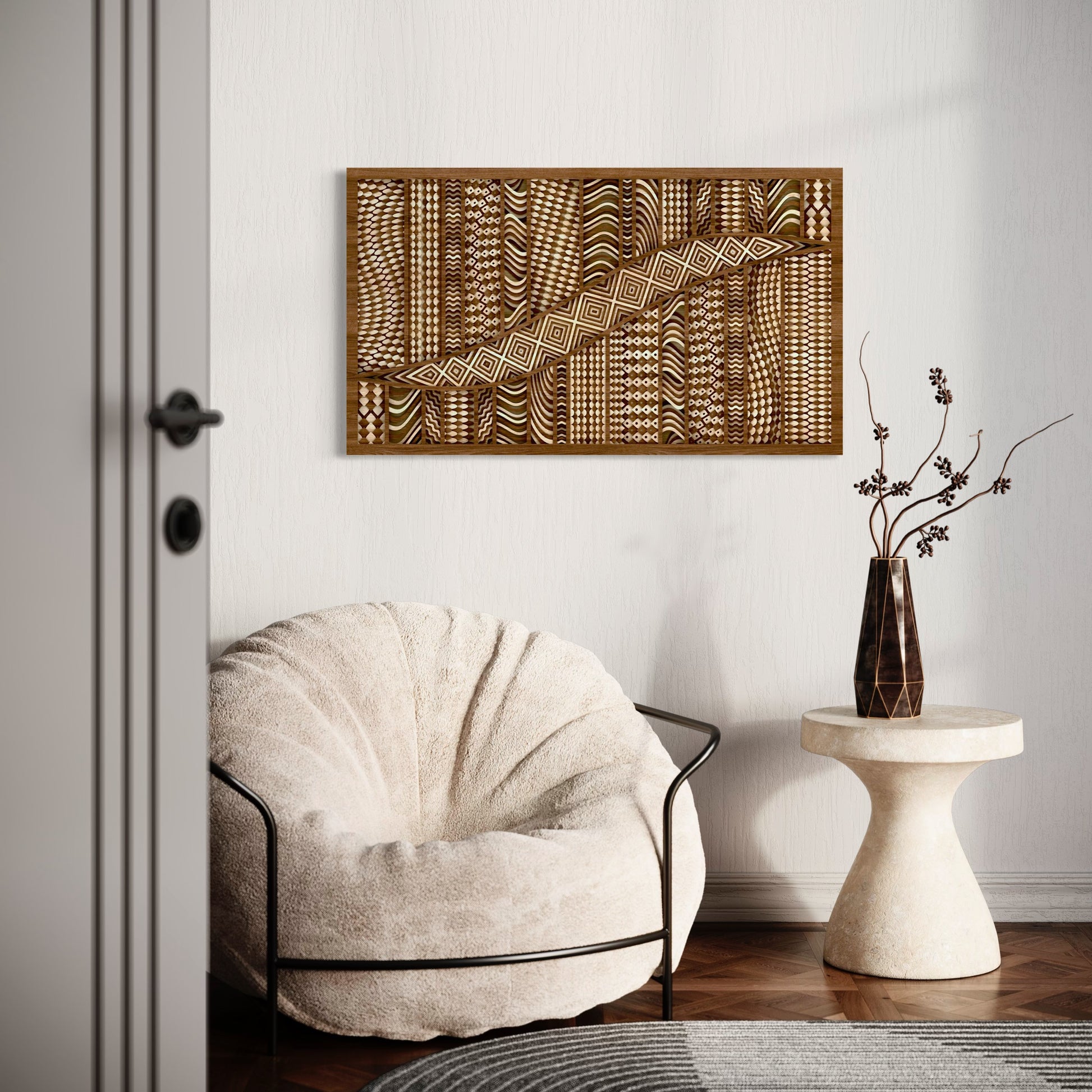 Serpent Wood Wall Art | 22 x 38 Inch | White Oak And Walnut