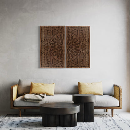 Sunburst Multi-Layer Wooden Wall Art | 22 x 38 Inch | Walnut