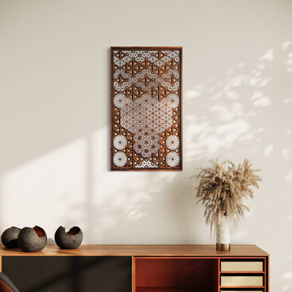 Triangles in Concert Multi-Layer Wooden Wall Art | Mahogany and Walnut