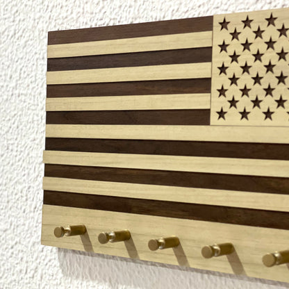 USA Flag Key Holder  | 10 x 6.5 Inch | Entry Way Organizer | US Flag